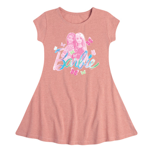Barbie - Tie Dye and Butterflies Flutter Around Barbie - Toddler And Youth Girls Fit And Flare Dress