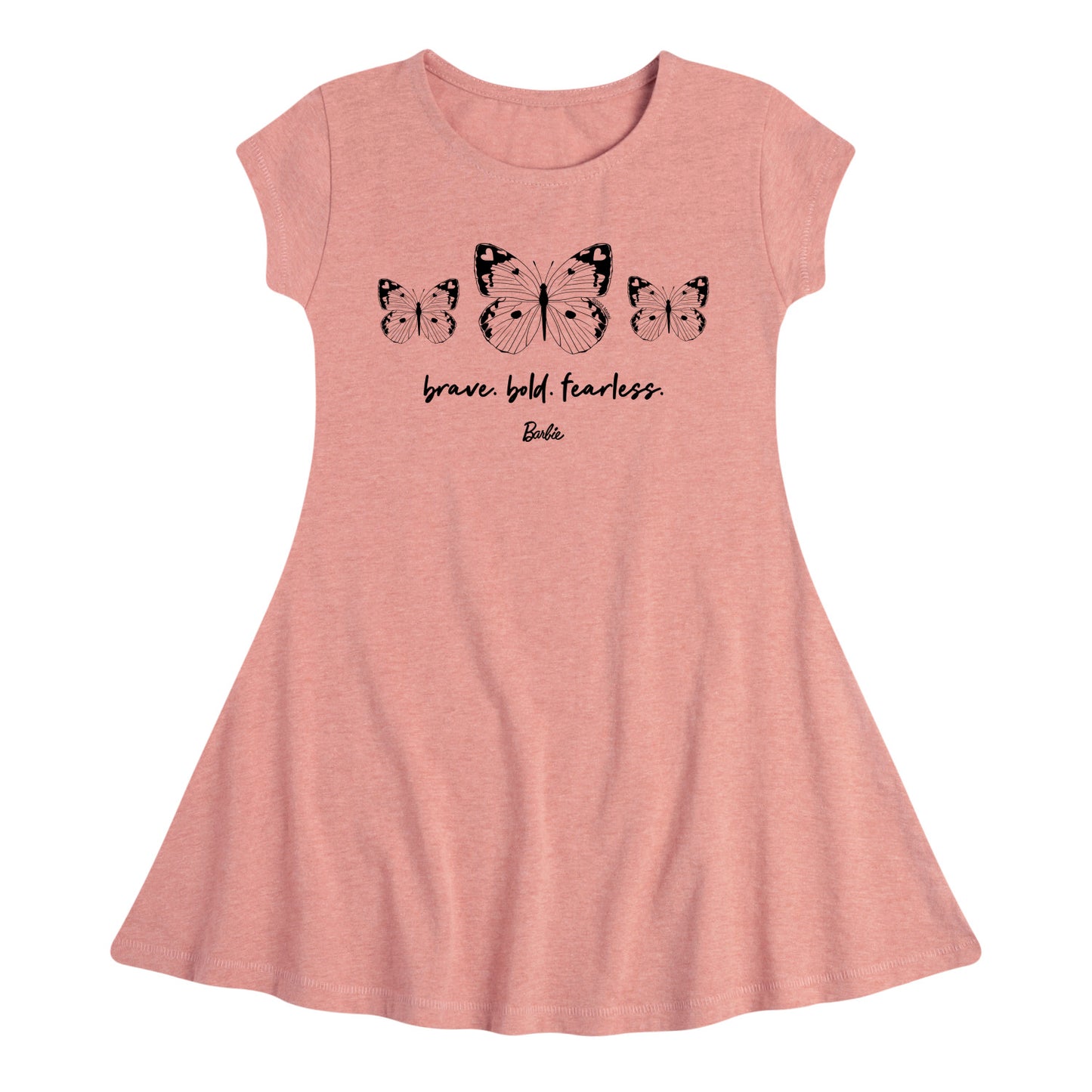 Barbie - Brave, Bold, and Fearless - Butterflies - Toddler And Youth Girls Fit And Flare Dress