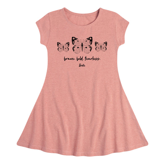 Barbie - Brave, Bold, and Fearless - Butterflies - Toddler And Youth Girls Fit And Flare Dress