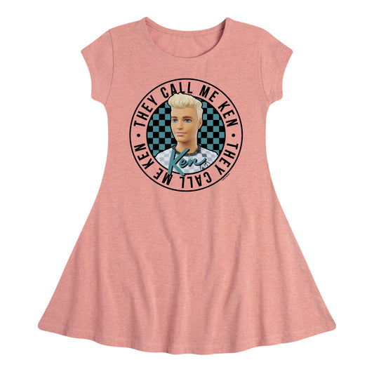 Barbie - They Call Me Ken - Retro Circle - Toddler And Youth Girls Fit And Flare Dress