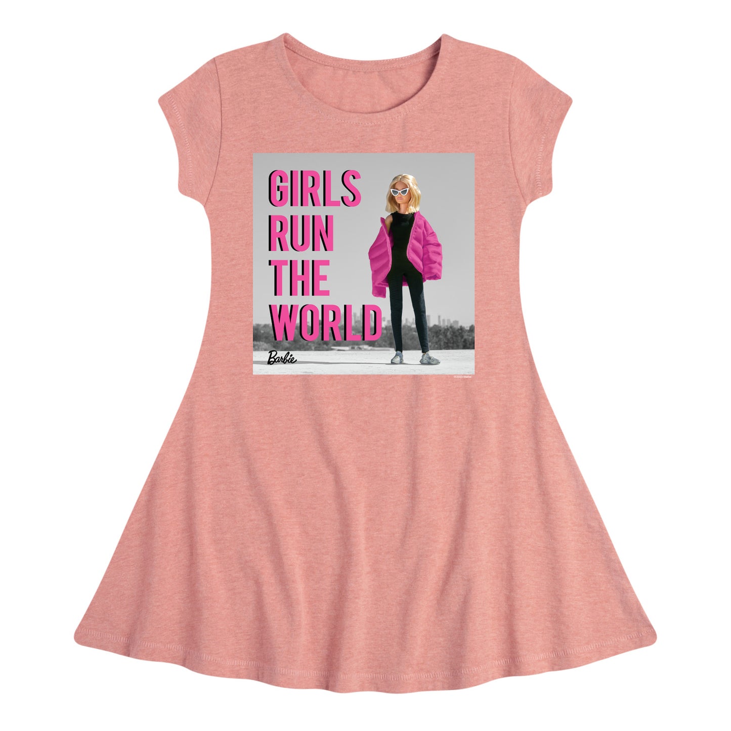 Barbie - Girls Run the World - Cool Style - Toddler And Youth Girls Fit And Flare Dress