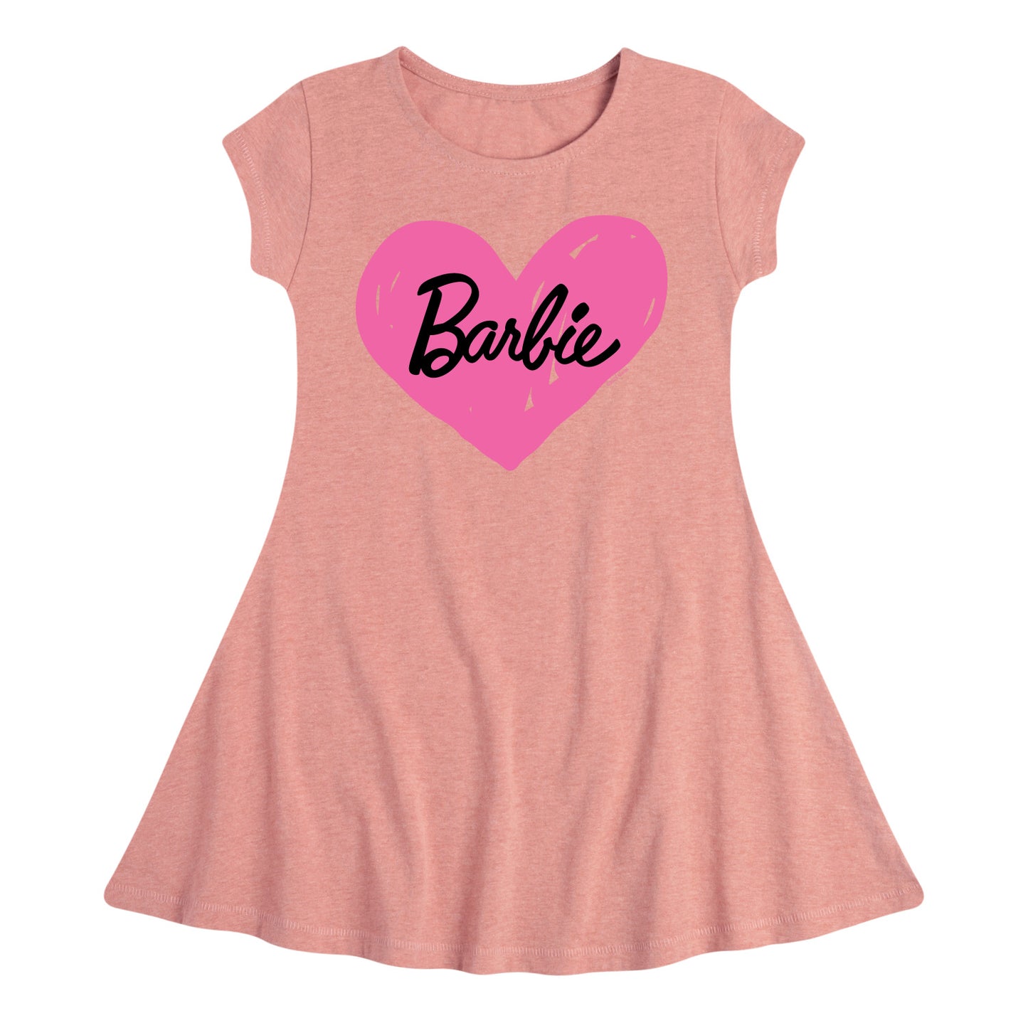 Barbie - Hand Painted Heart - Toddler And Youth Girls Fit And Flare Dress