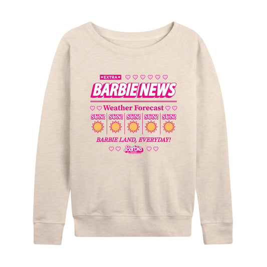 Barbie the Movie - Barbie Land New Weather Forecast - Sunny - Women's Lightweight French Terry Long Sleeve Shirt