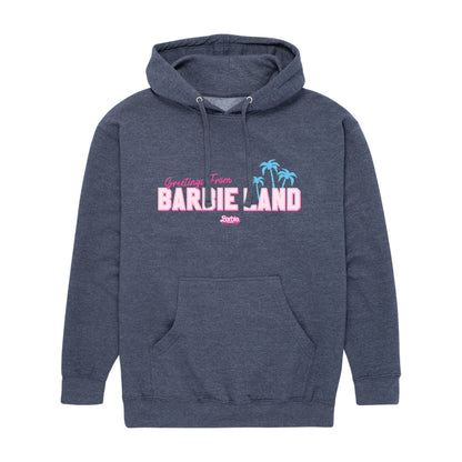 Barbie the Movie - Greetings from Barbie Land - Men's Pullover Hooded Fleece Sweatshirt