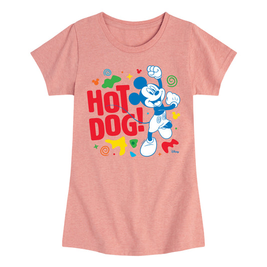 Disney Jr - Hot Dog Mickey  - Toddler & Youth Girls Short Sleeve Graphic T-Shirt