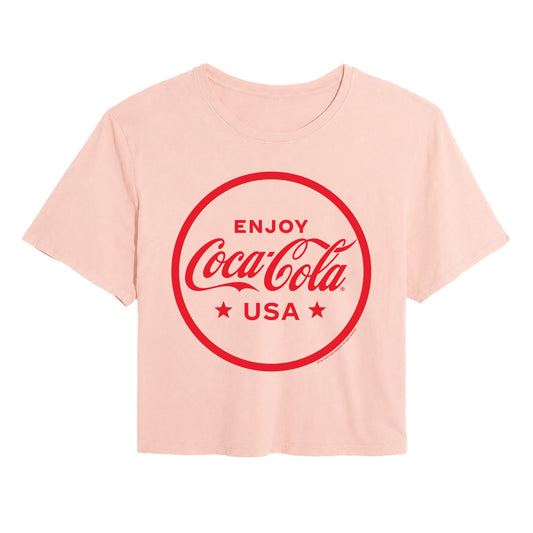 Coca-Cola - Enjoy USA - Juniors Cropped Graphic T-Shirt