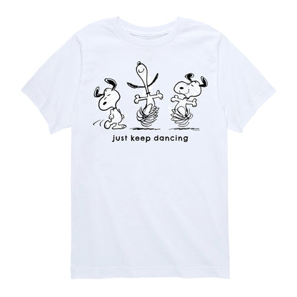 Peanuts - Snoopy Just Keep Dancing - Youth Short Sleeve Tee