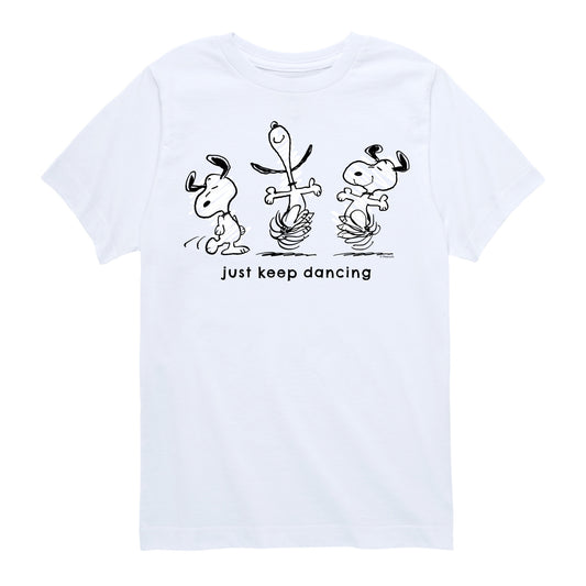 Peanuts - Snoopy Just Keep Dancing - Youth Short Sleeve Tee