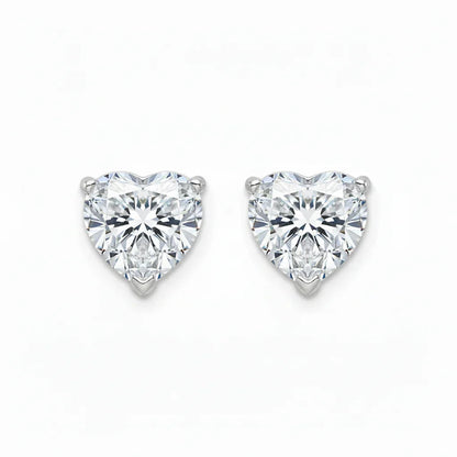 IGI Certified Heart Lab Grown Diamond Solitaire Stud Earrings White Gold