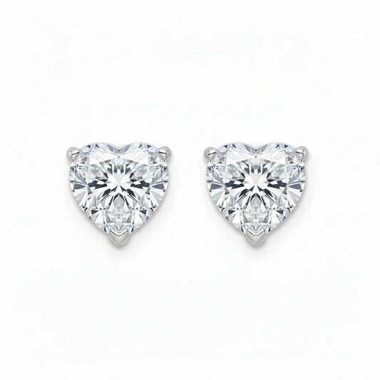 IGI Certified Heart Lab Grown Diamond Solitaire Stud Earrings White Gold