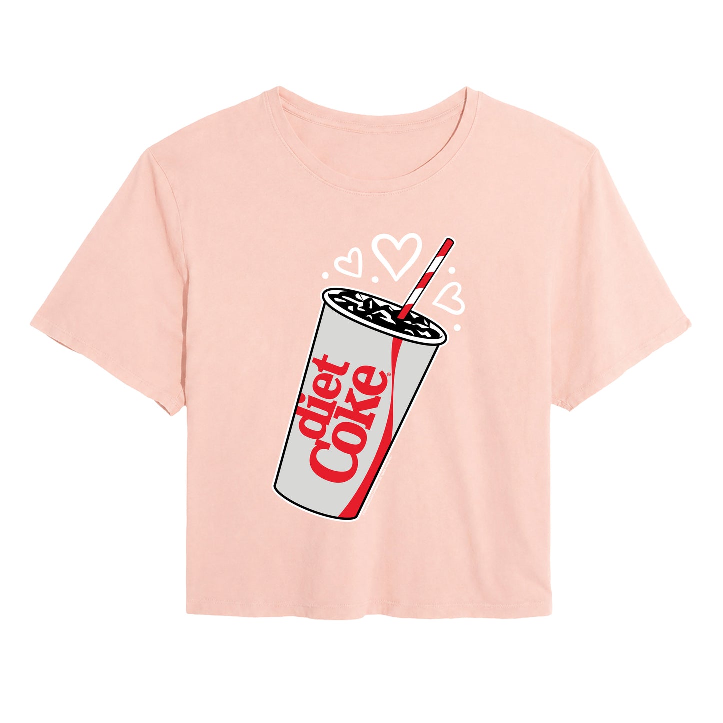 Coca-Cola - Diet Heart Bubbles - Juniors Cropped Graphic T-Shirt