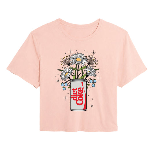 Coca-Cola - Flowers With Can - Juniors Cropped Graphic T-Shirt