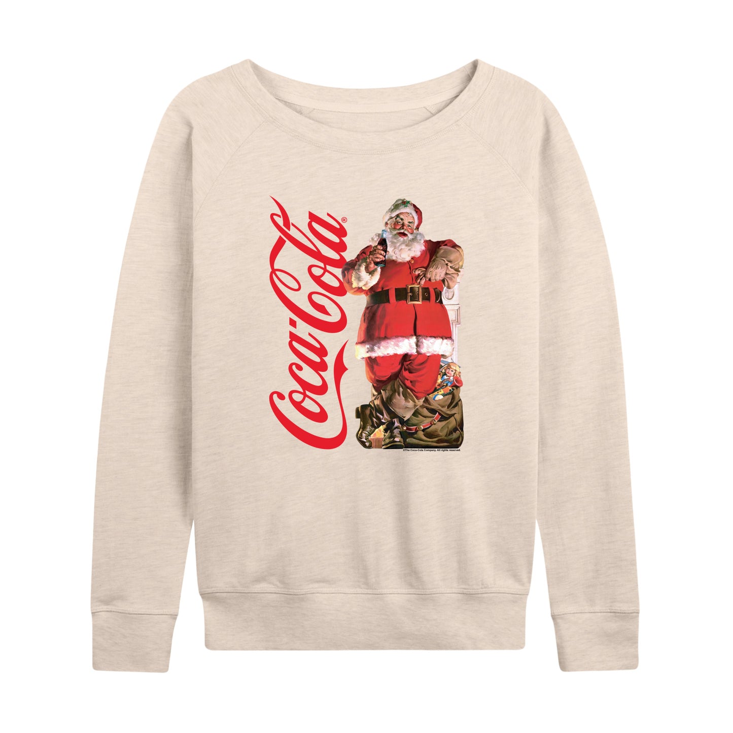 Coca-Cola - Vintage Santa With Presents - Women's French Terry Long Sleeve Pullover