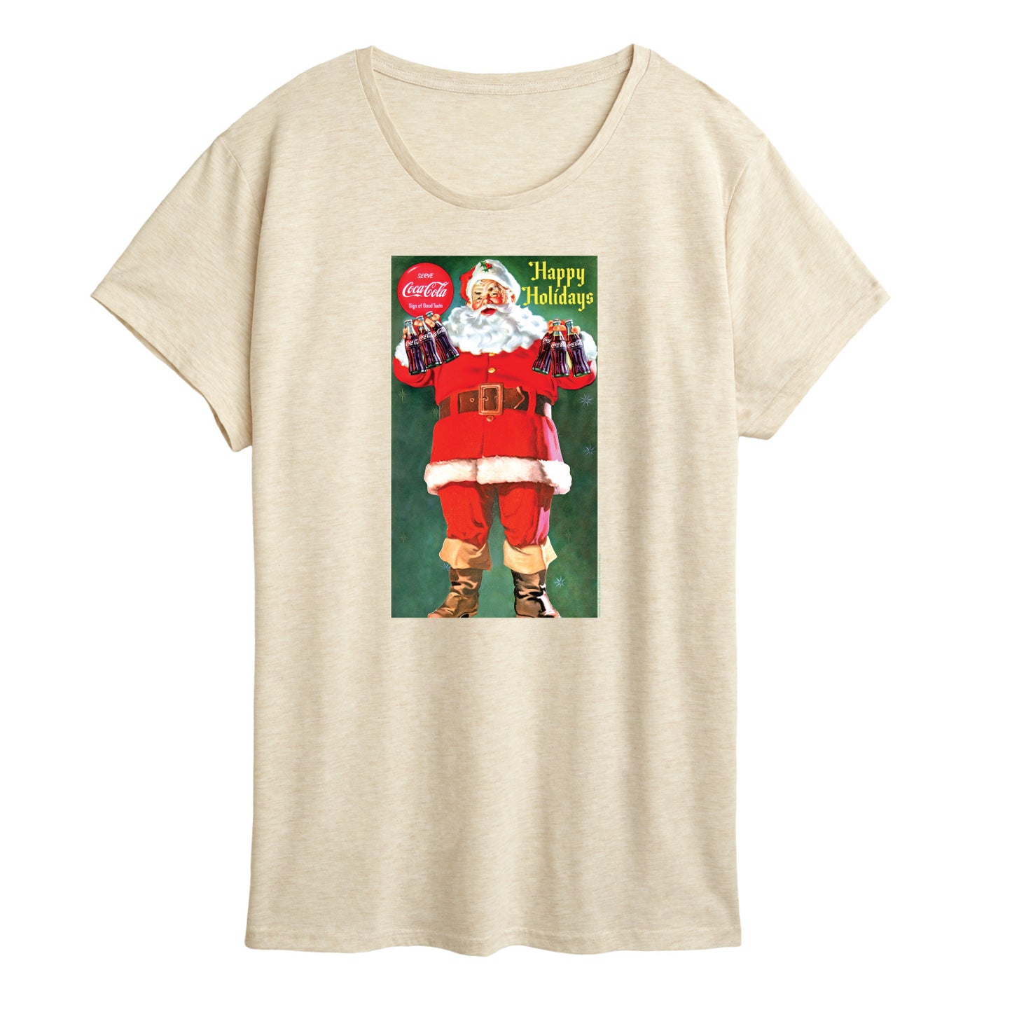 Coca-Cola - Vintage Santa With Coke Bottles - Women's Short Sleeve Graphic T-Shirt