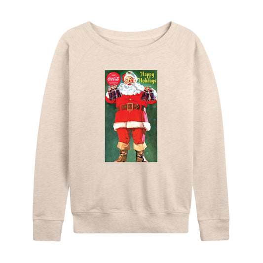 Coca-Cola - Vintage Santa With Coke Bottles - Women's French Terry Long Sleeve Pullover