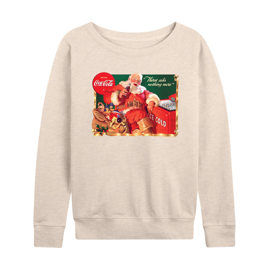 Coca-Cola - Vintage Santa at Ice Cooler - Women's French Terry Long Sleeve Pullover