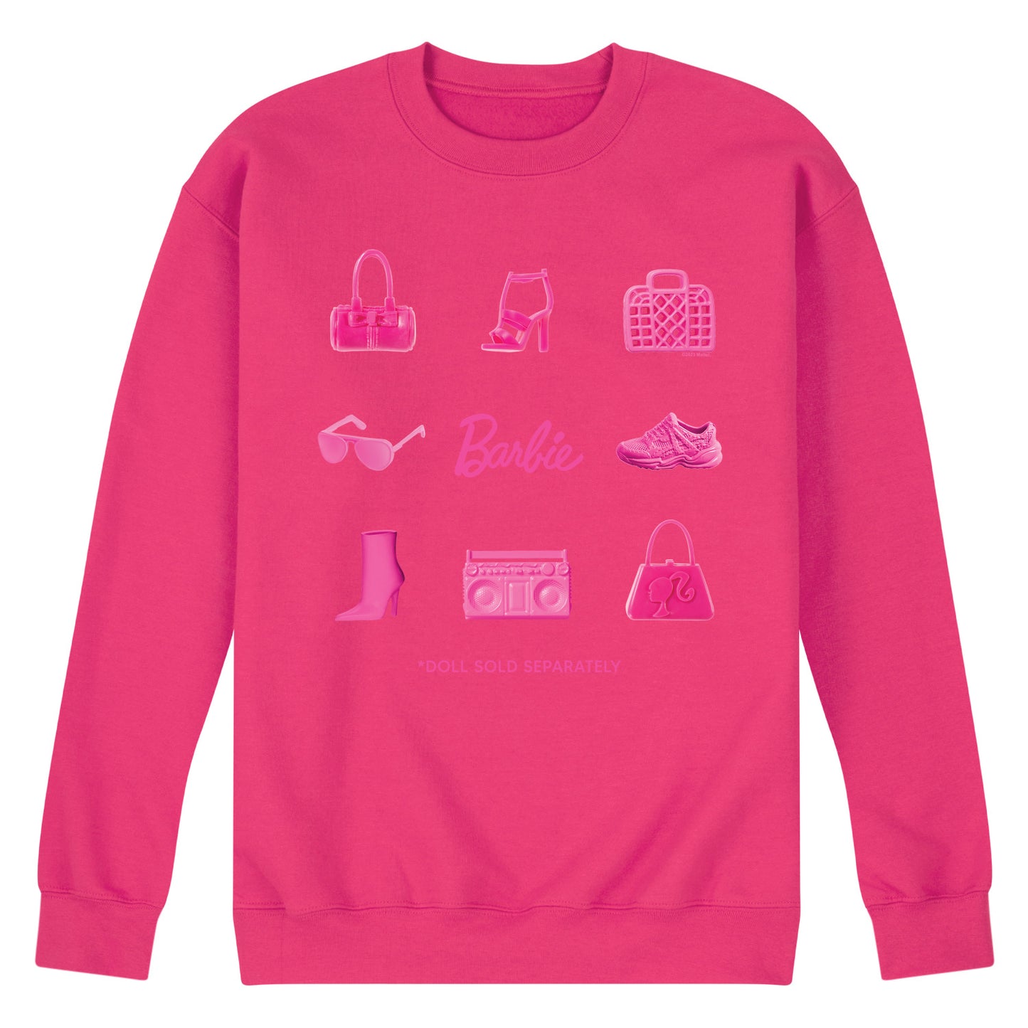 Barbie - Iconic Purse, Shoes, Sunglasses, & Boombox - Doll Sold Separately - Men's Crew Neck Fleece Pullover
