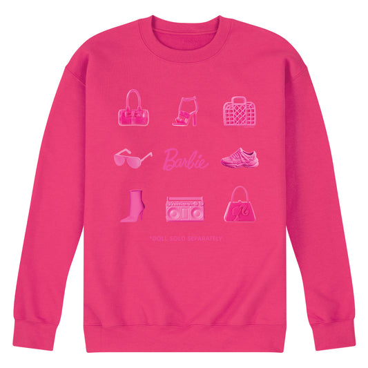 Barbie - Iconic Purse, Shoes, Sunglasses, & Boombox - Doll Sold Separately - Men's Crew Neck Fleece Pullover