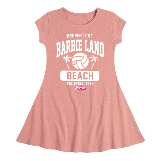 Barbie - Property of Barbie Land Beach Volleyball Team - Toddler & Youth Girls Fit & Flare Dress