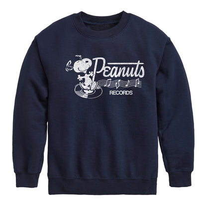 Peanuts - Records Dancing Snoopy - Toddler & Youth Crewneck Fleece Sweatshirt