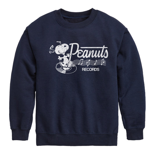 Peanuts - Records Dancing Snoopy - Toddler & Youth Crewneck Fleece Sweatshirt