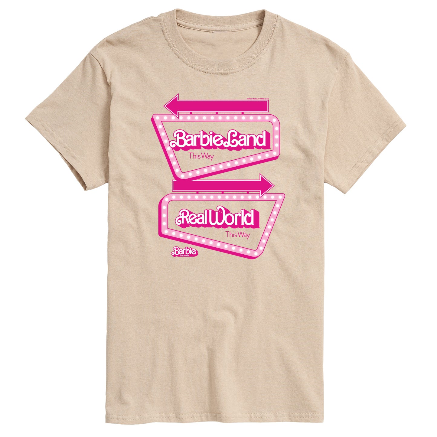 Barbie The Movie - Barbieland Real World This Way Signs - Men's Short Sleeve Graphic T-Shirt