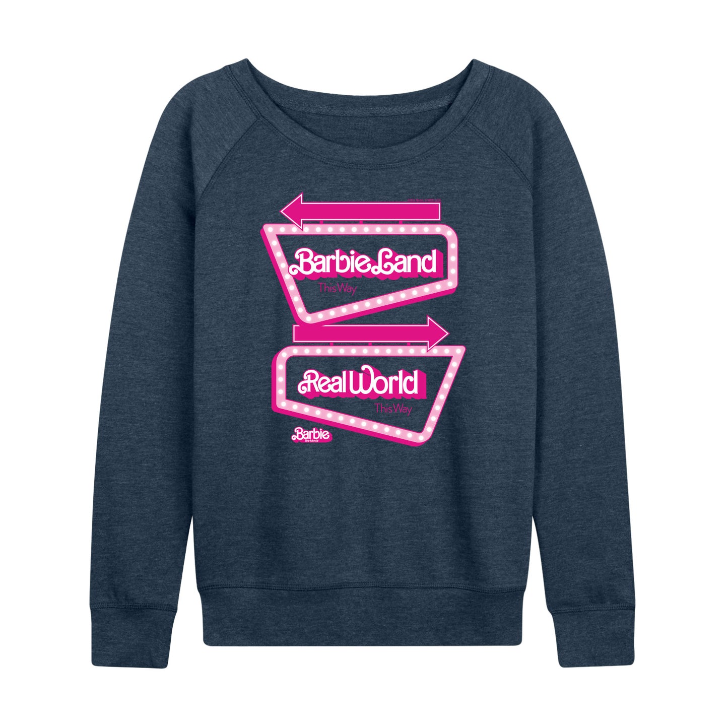 Barbie The Movie - Barbieland Real World This Way Signs - Women's Lightweight French Terry Long Sleeve Shirt