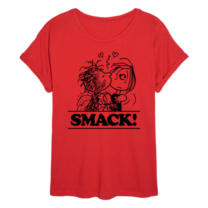 Peanuts - Pigpen Peppermint Patty Smack - Juniors Oversized Graphic T-Shirt