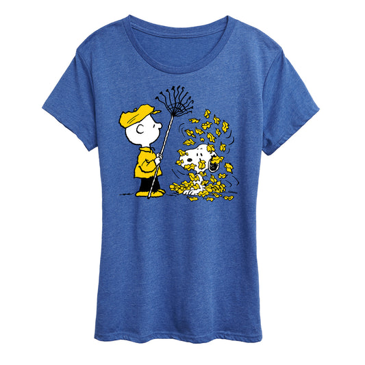 Peanuts - Charlie Brown Snoopy Fall Leaves - Women's Short Sleeve Graphic T-Shirt
