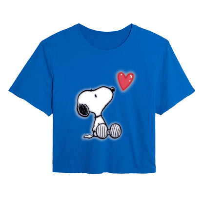 Peanuts - Snoopy Heart - Juniors Cropped Graphic T-Shirt