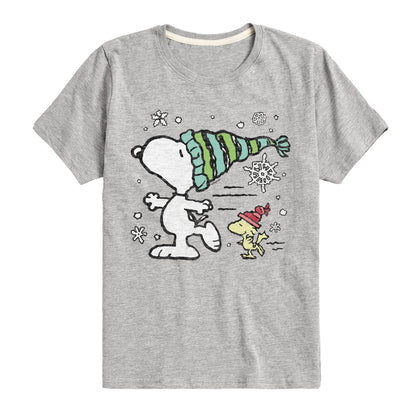 Peanuts - Snoopy Woodstock Skate - Toddler & Youth Short Sleeve Graphic T-Shirt