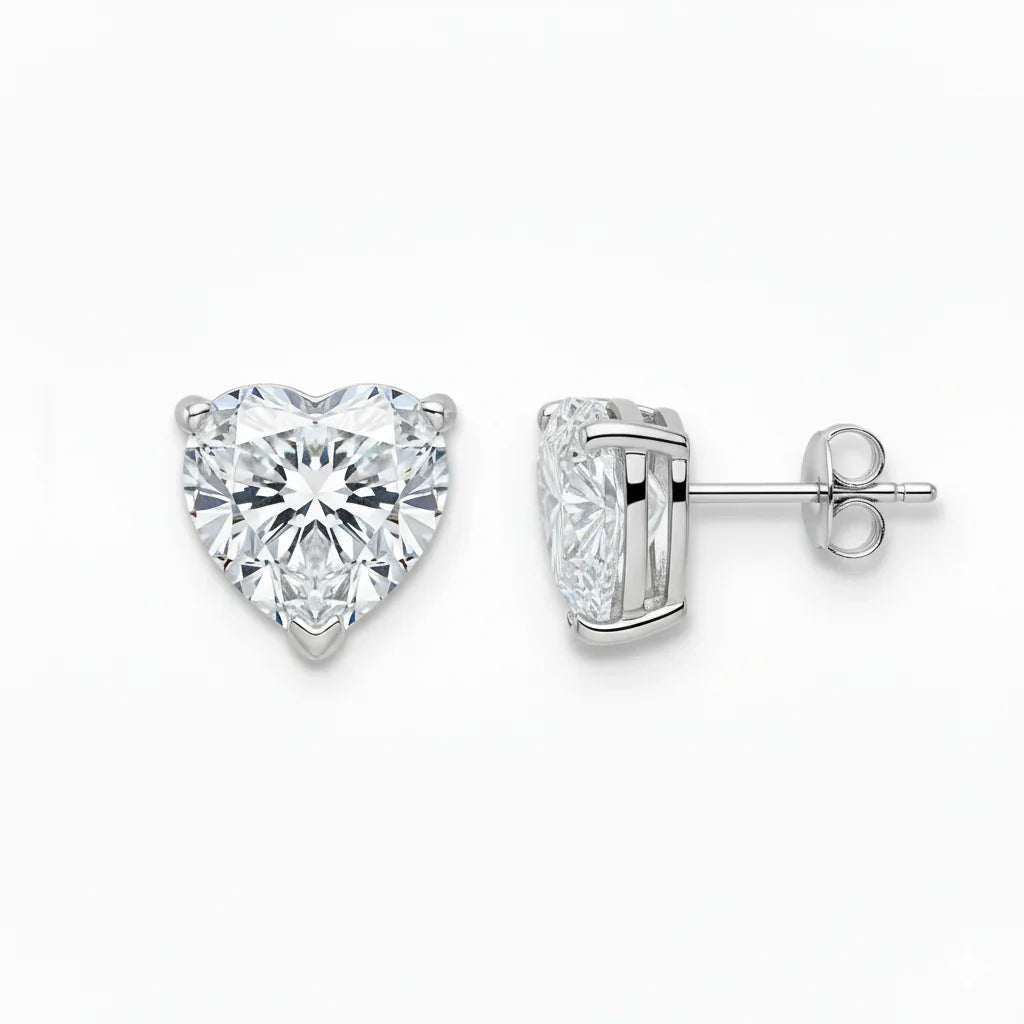 IGI Certified Heart Lab Grown Diamond Solitaire Stud Earrings White Gold