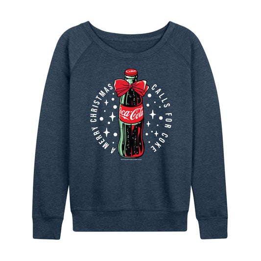 Coca-Cola - Happy Holidays Bottle - Women's French Terry Long Sleeve Pullover