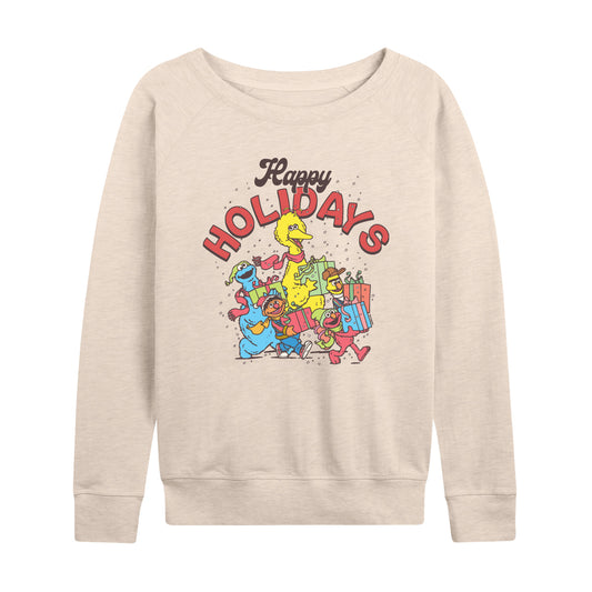 Sesame Street - Happy Holidays - Women's French Terry Long Sleeve Pullover