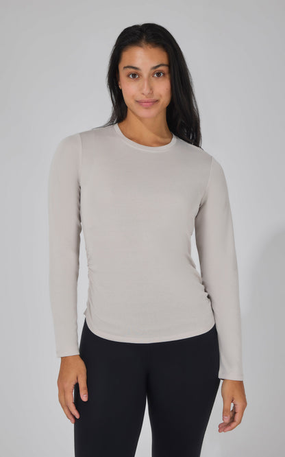 2 PK Side Ruched Long Sleeve Top