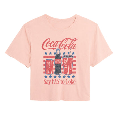 Coca-Cola - Say Yes To - Juniors Cropped Graphic T-Shirt