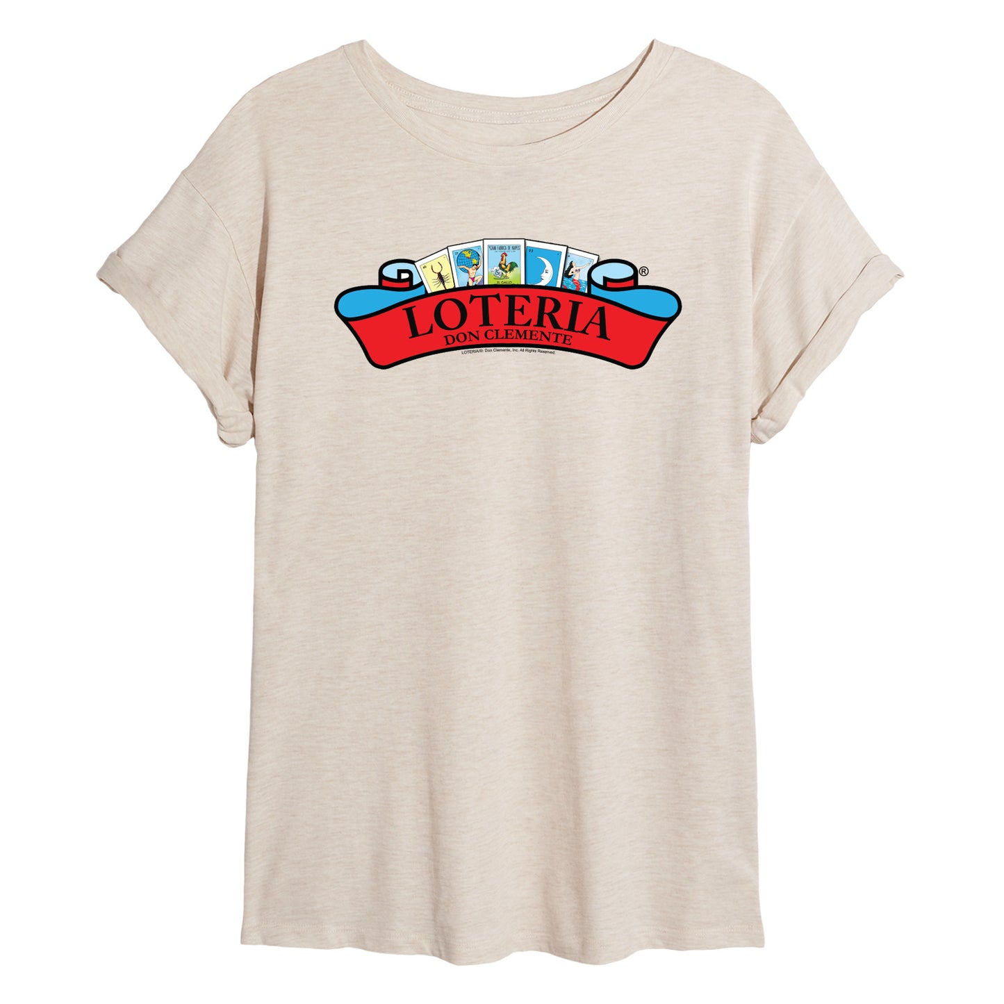 Loteria - Cards Logo - Juniors Oversized Graphic T-Shirt