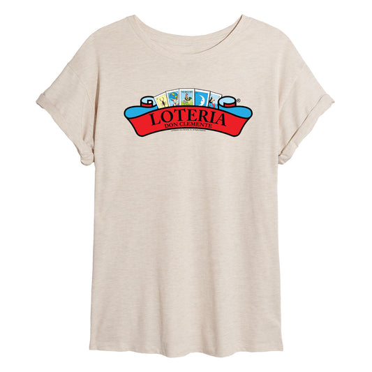 Loteria - Cards Logo - Juniors Oversized Graphic T-Shirt
