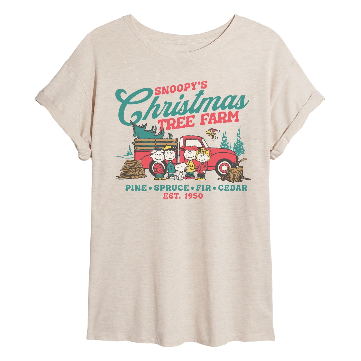 Peanuts - Tree Farm - Womens Oversized Graphic T-Shirt