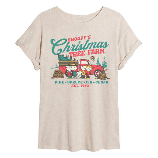 Peanuts - Tree Farm - Womens Oversized Graphic T-Shirt