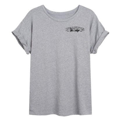 Peanuts - Peanuts Skiing - Juniors Oversized Graphic T-Shirt