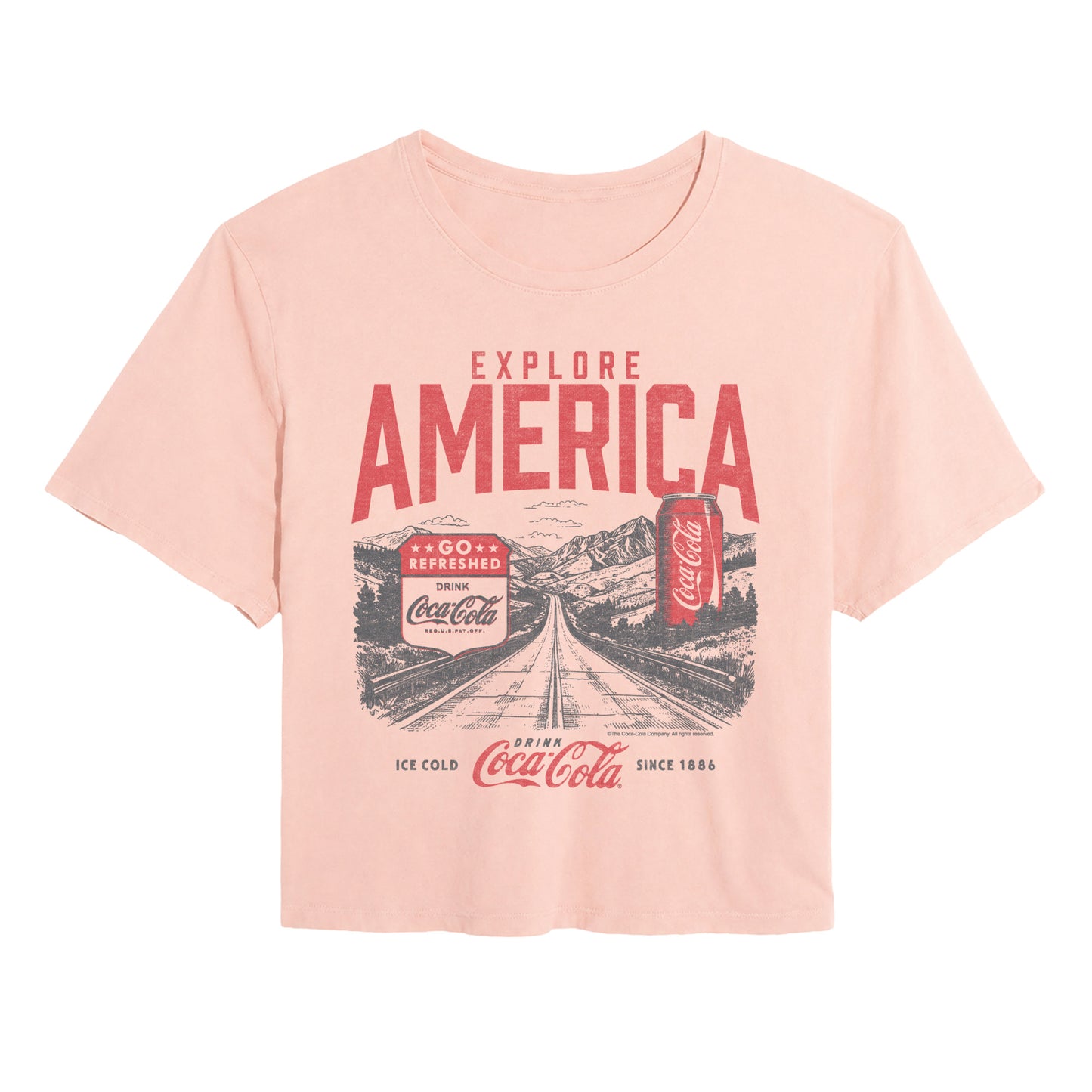 Coca-Cola - Explore America - Juniors Cropped Graphic T-Shirt