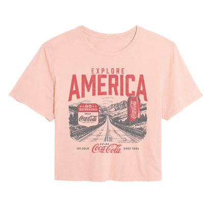 Coca-Cola - Explore America - Juniors Cropped Graphic T-Shirt