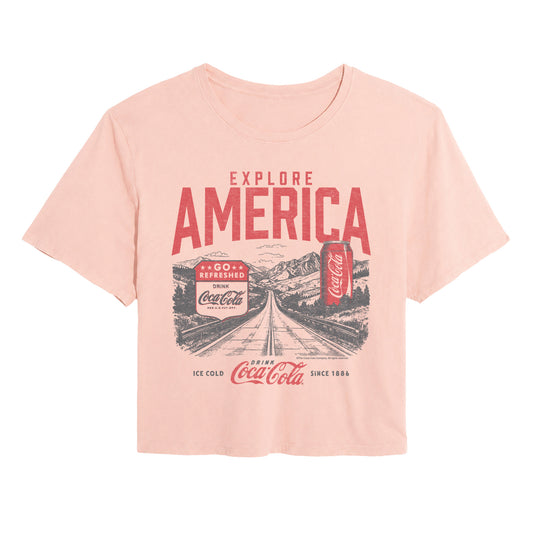 Coca-Cola - Explore America - Juniors Cropped Graphic T-Shirt