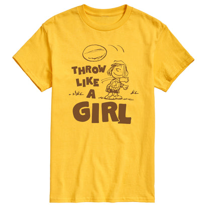 Peanuts - Throw Like A Girl - Men's Short Sleeve Graphic T-Shirt