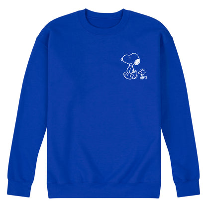 Peanuts - Snoopy Woodstock Walk White Ink - Men's Long Sleeve Crew Fleece Sweatshirt