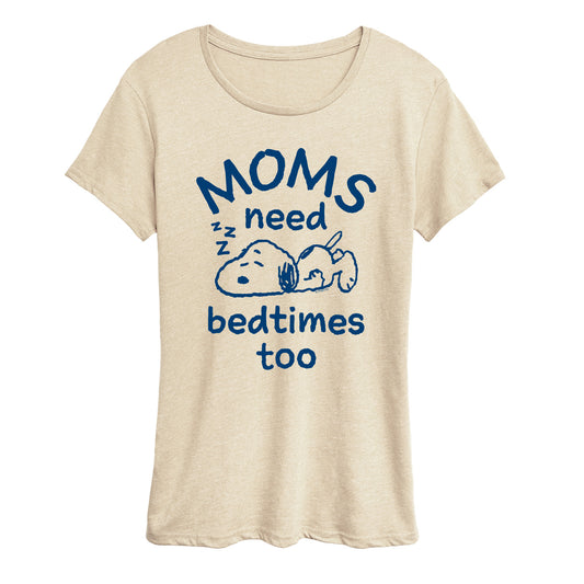 Peanuts - Moms Need Bedtimes Too Snoopy - Women's Short Sleeve Graphic T-Shirt