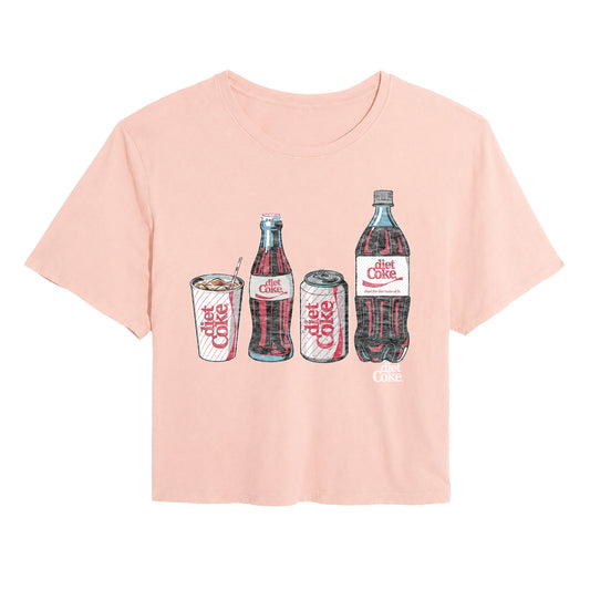 Coca-Cola - Diet Bottle Cans - Juniors Cropped Graphic T-Shirt