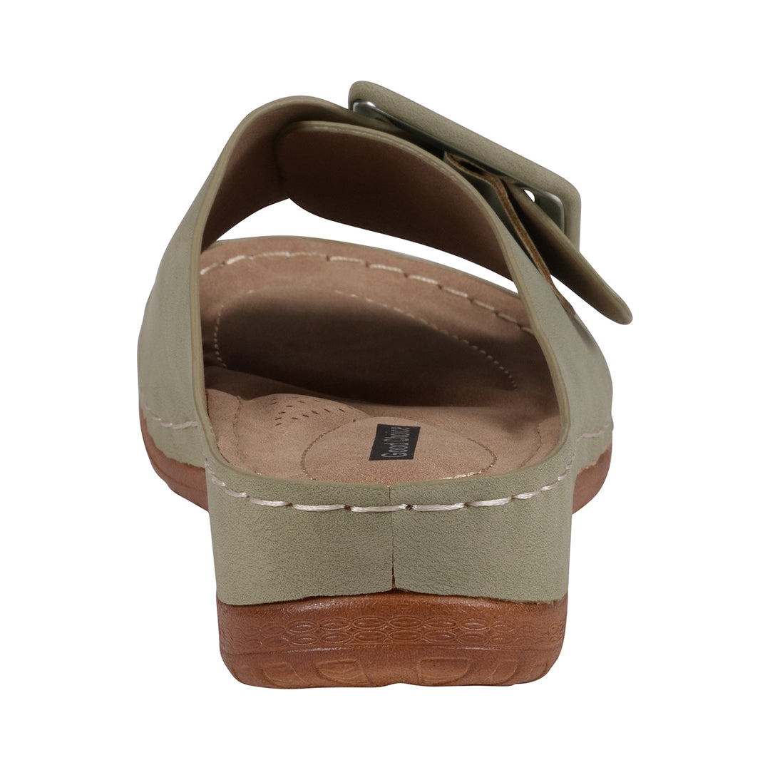 Women's Hamden Green Buckled Flat Sandals