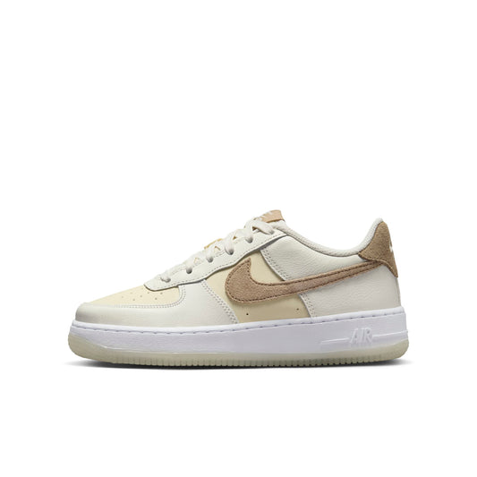 Nike Grade School Air Force 1 Low Lv8 5 'Sail Coconut Milk White Khaki Gs' Sneakers